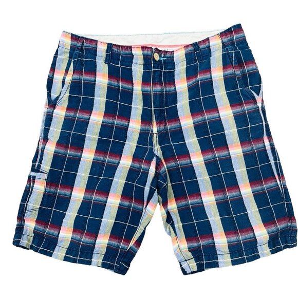 Tommy Bahama Relax Men’s Size 33 Blue Plaid Linen Blend Shorts - Picture 3 of 6